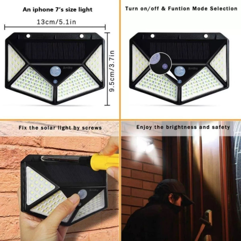 Set de 4 Lámparas Solares 100 LED: Seguridad e Iluminación Gratis en tu Hogar