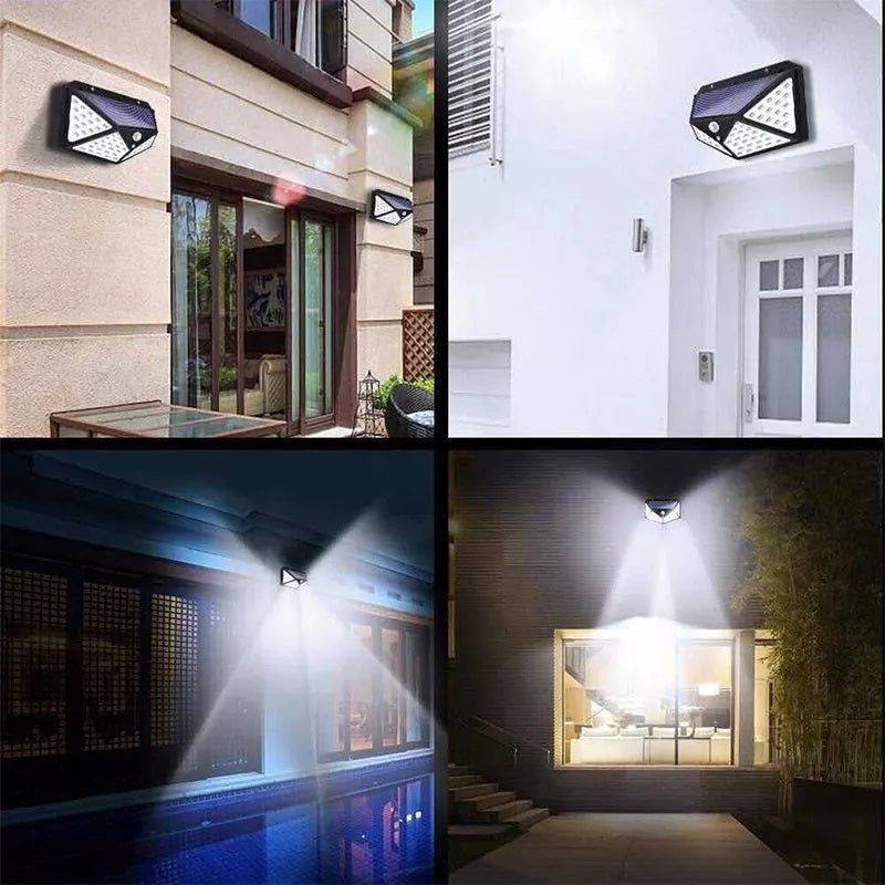 Set de 4 Lámparas Solares 100 LED: Seguridad e Iluminación Gratis en tu Hogar