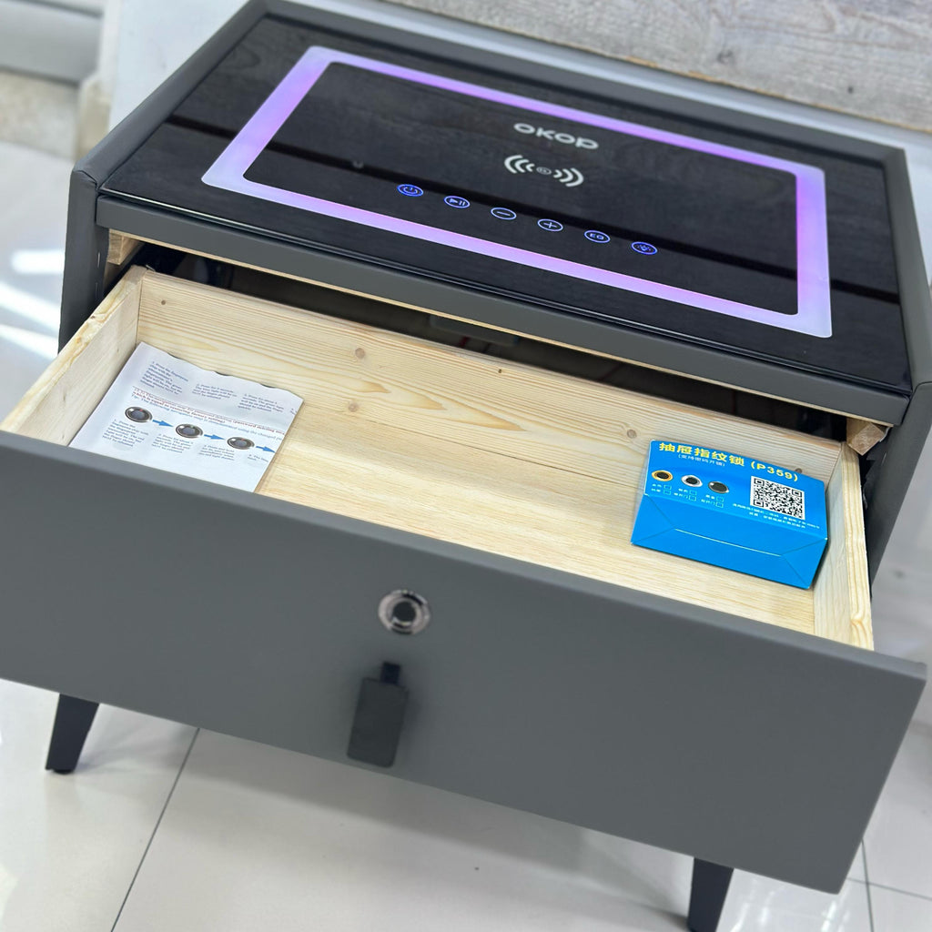 Mesa de Noche Inteligente Premium – Tecnología, Seguridad y Lujo en tu Habitación
