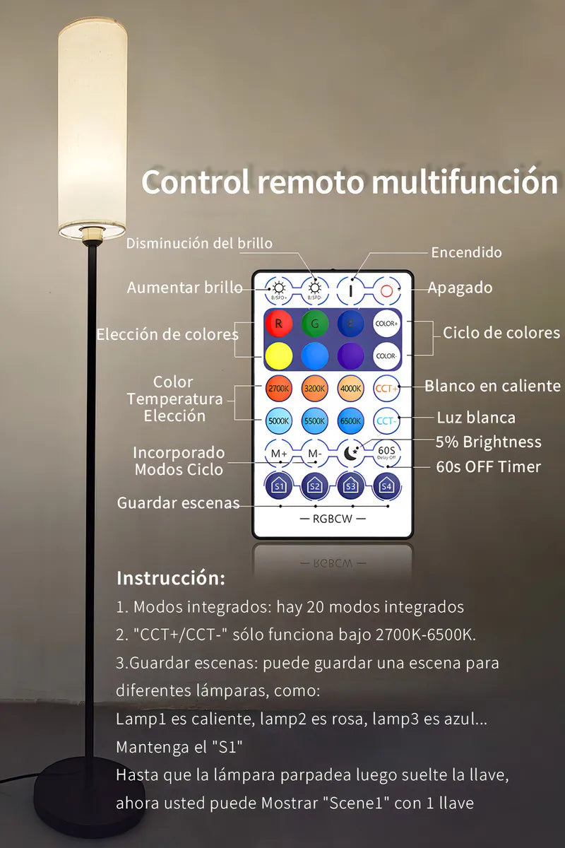 Lámpara de Piso Inteligente RGB: Iluminación de Lujo a tu Control