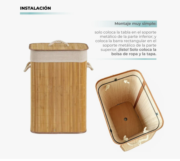 Cesto de Ropa de Bambú Premium con Forro – Elegancia y Orden Orgánico