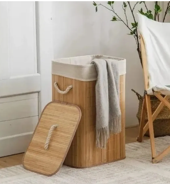 Cesto de Ropa de Bambú Premium con Forro – Elegancia y Orden Orgánico