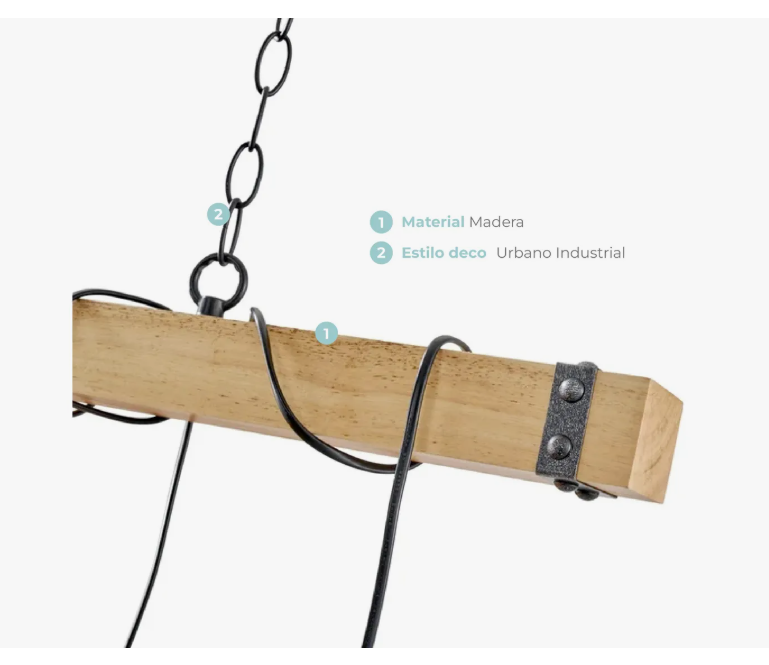 Lámpara Colgante Nórdica Atikus Safiro (4 Focos) – Elegancia Industrial y Calidez Natural