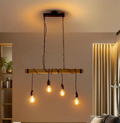 Lámpara Colgante Nórdica Atikus Safiro (4 Focos) – Elegancia Industrial y Calidez Natural