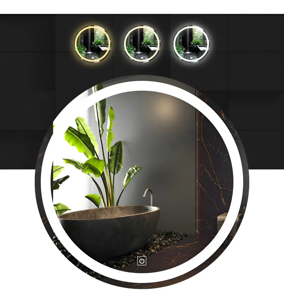 Espejo Redondo 70cm Con Luz Led 3 Tonos