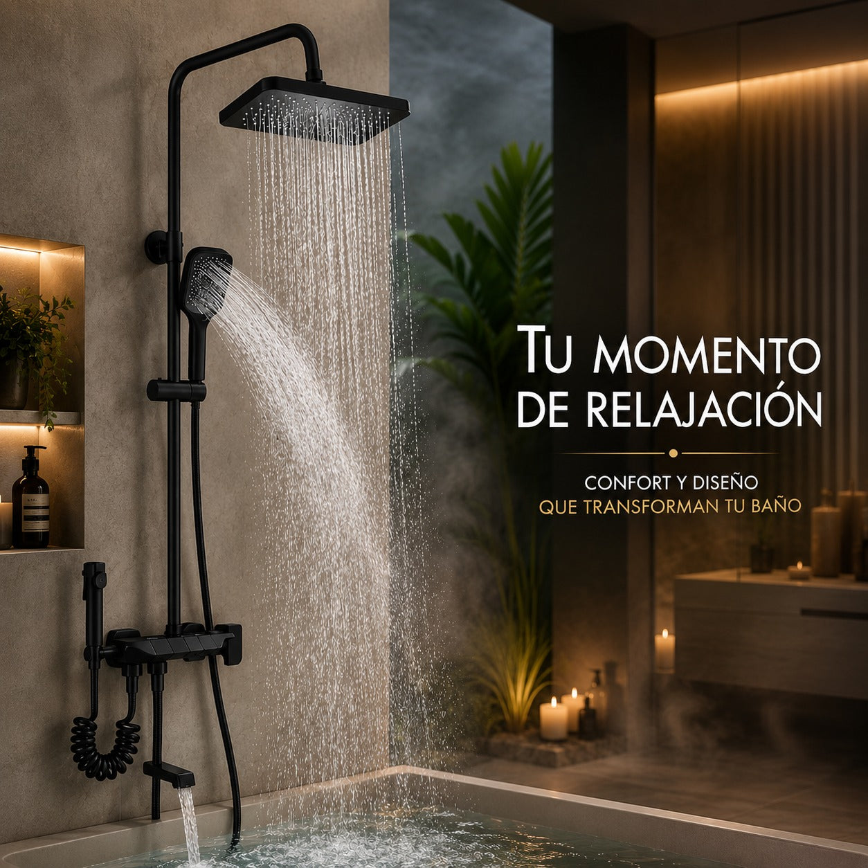Columna de Ducha Termostática Premium – Sistema de Lujo Tipo Piano con Temperatura Inteligente (40°C)