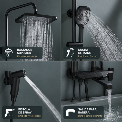 Columna de Ducha Termostática Premium – Sistema de Lujo Tipo Piano con Temperatura Inteligente (40°C)